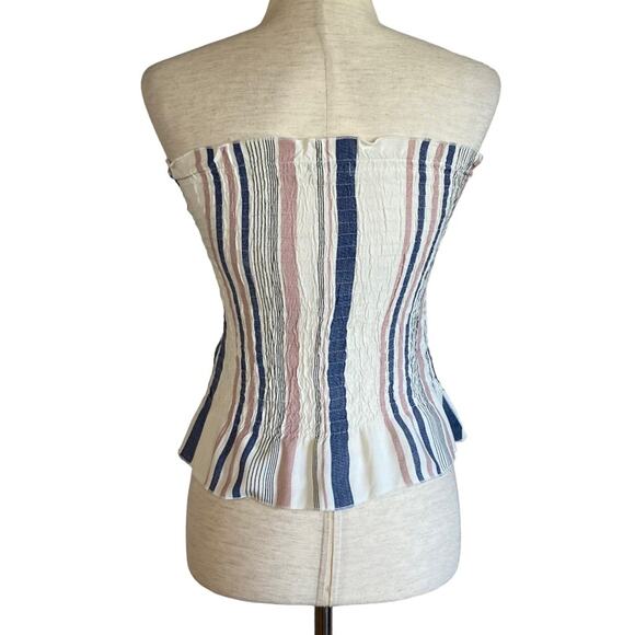 Style Envy Striped Button-Up Crop Top - Pink, Blue, White - Picture 5 of 8